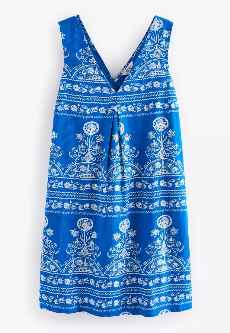 Linen Blend V-Neck Summer Mini Dress