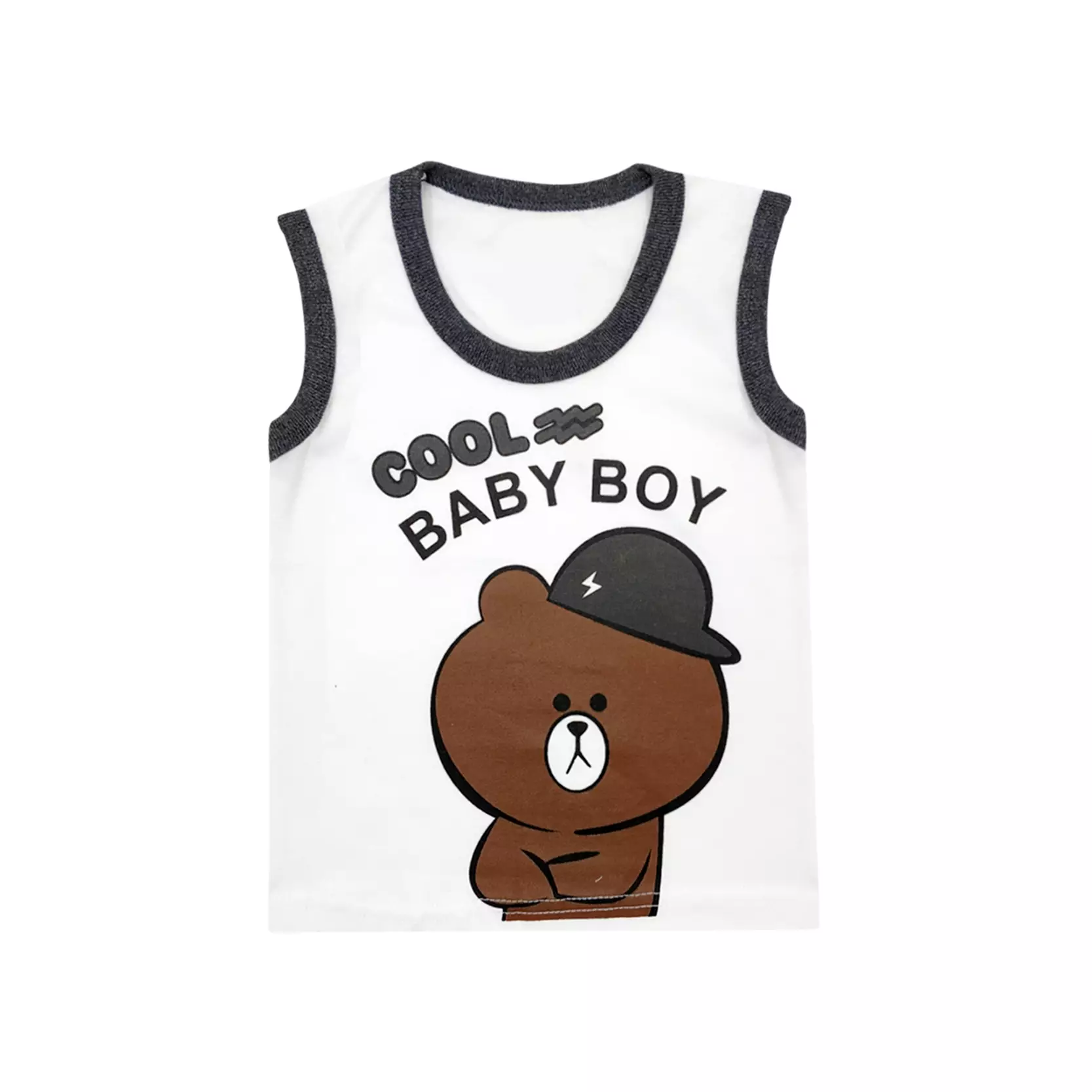 Wakakids Baju Singlet Bayi Anak Laki Laki Motif Cool Baby Boy Setelan Celana Kaos Usia 6 Bulan Hingga 12 Bulan 4056 Abu Tua