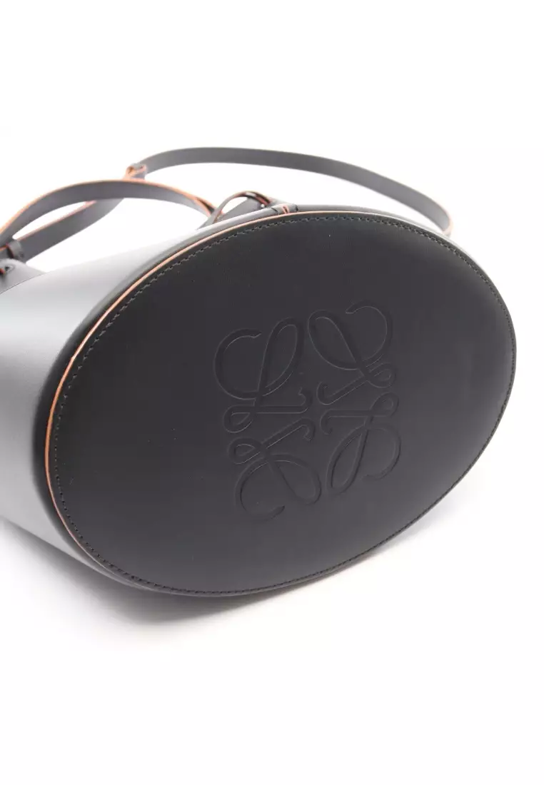 Pre-Loved LOEWE balloon bag Medium purse 2WAY Shoulder bag leather black