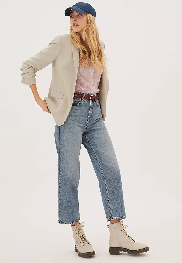 Ruched Sleeve Blazer