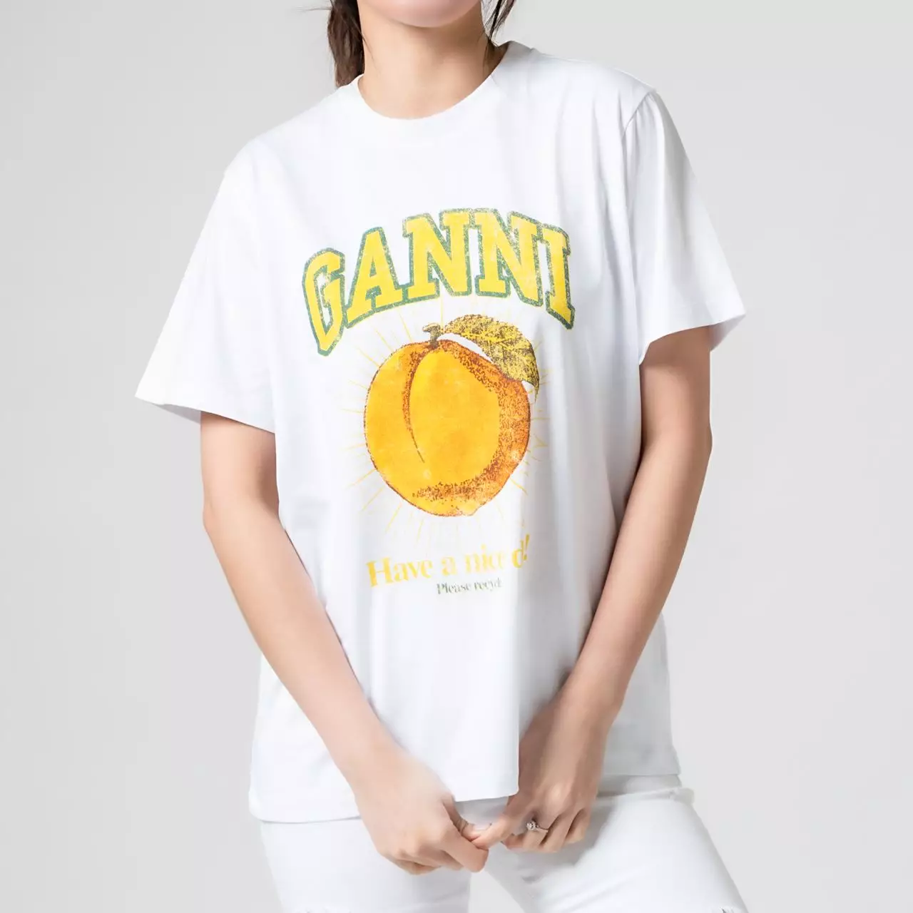 Ganni Peach T-Shirt - White