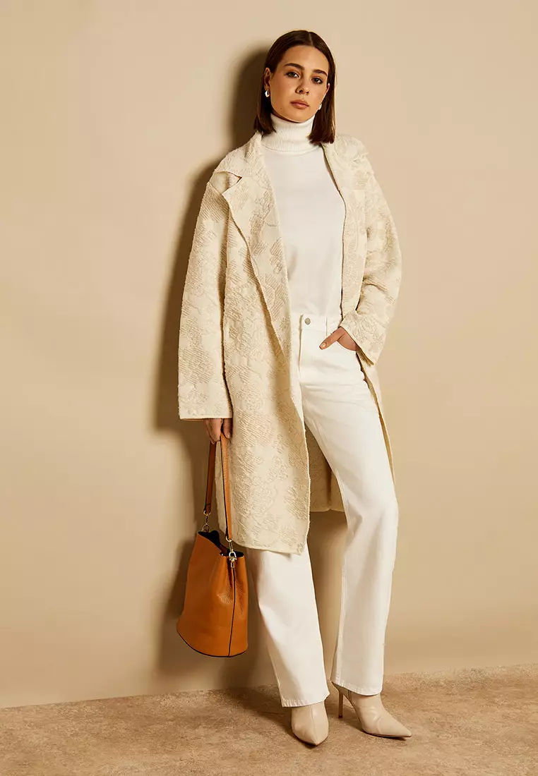 Buy GWD Carlotta Cream Jacquard Coat Online ZALORA Malaysia