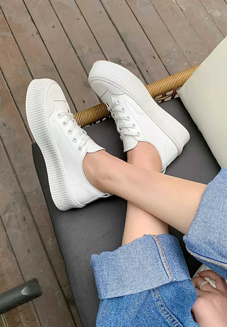 White platform new arrivals lace up sneakers