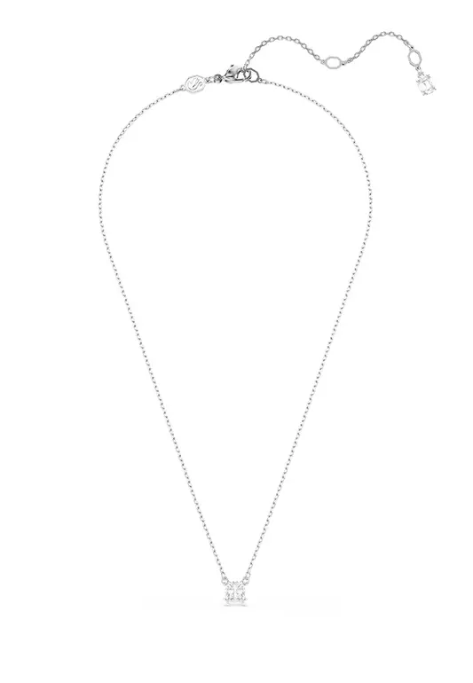 Stilla Pendant, Square Cut, White, Rhodium Plated