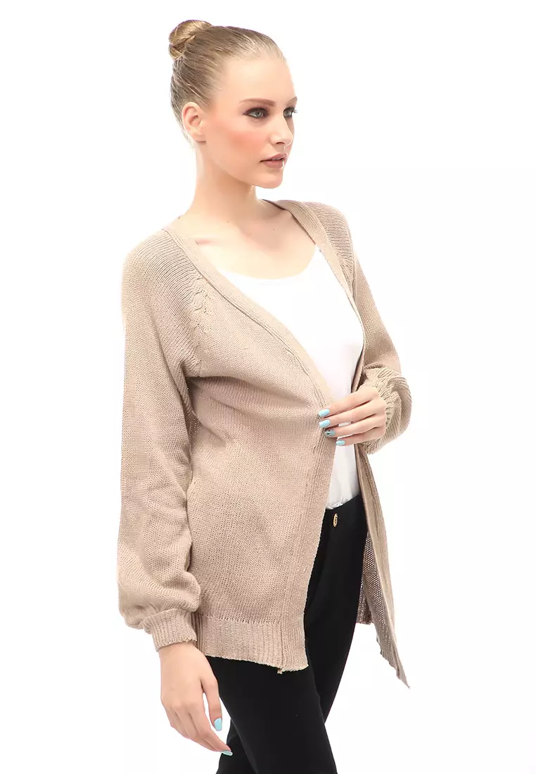 Cardigan Fashion Wanita Loose Fit Design Kasual Premium Quality - Cream