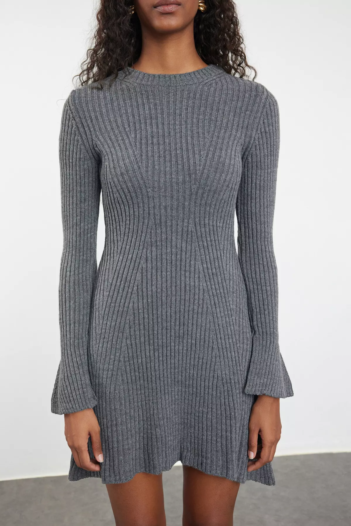 Anthracite Mini Knitwear A-Line Form Dress Twoaw25El00030