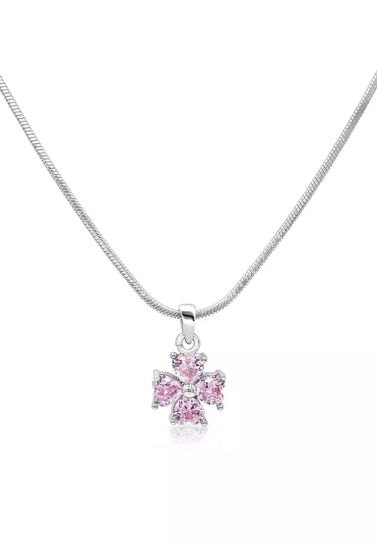 Chic CZ Inlaid Pink Diamond Heart Necklace - Take All Necklaces