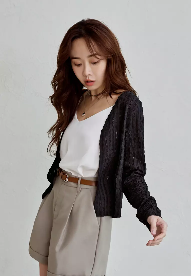 多色微透膚立體肌理外罩上衣《EA3965》