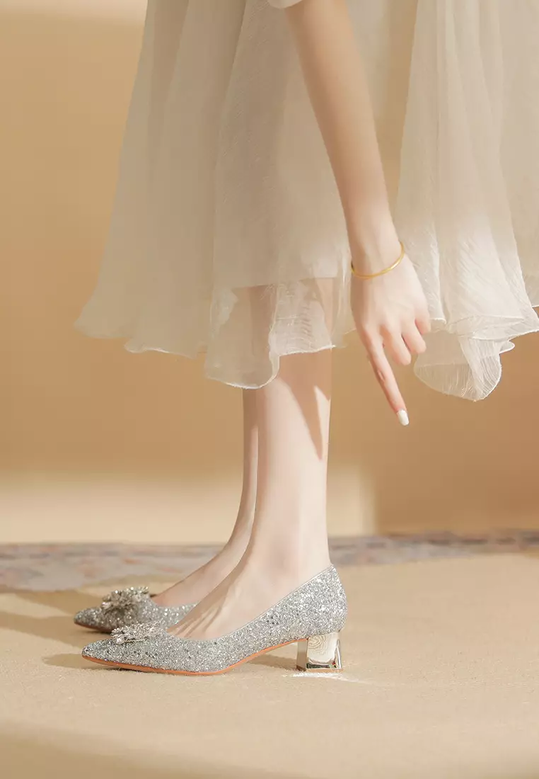 5CM Rhinestone Buckle Chunky Heel Shoes IF5306-3