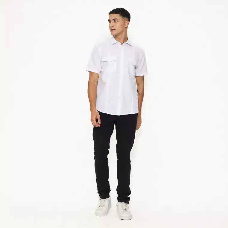 AMK Kemeja Pria Lengan Pendek SHS Eiffel Ss White