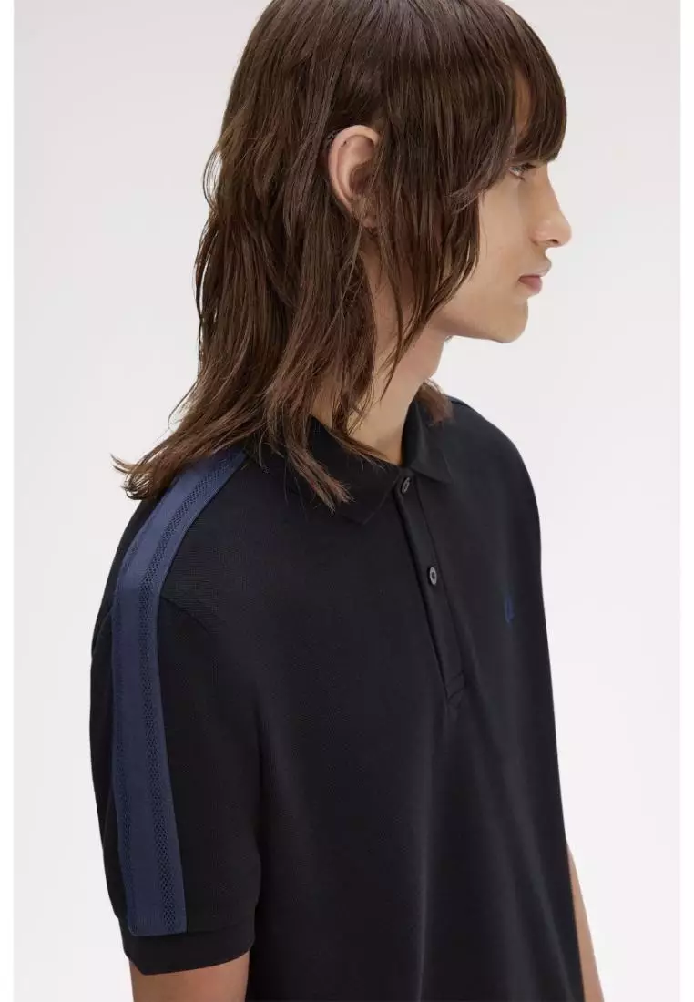 Fred Perry M1727 Mesh Taped Polo Shirt (Black)