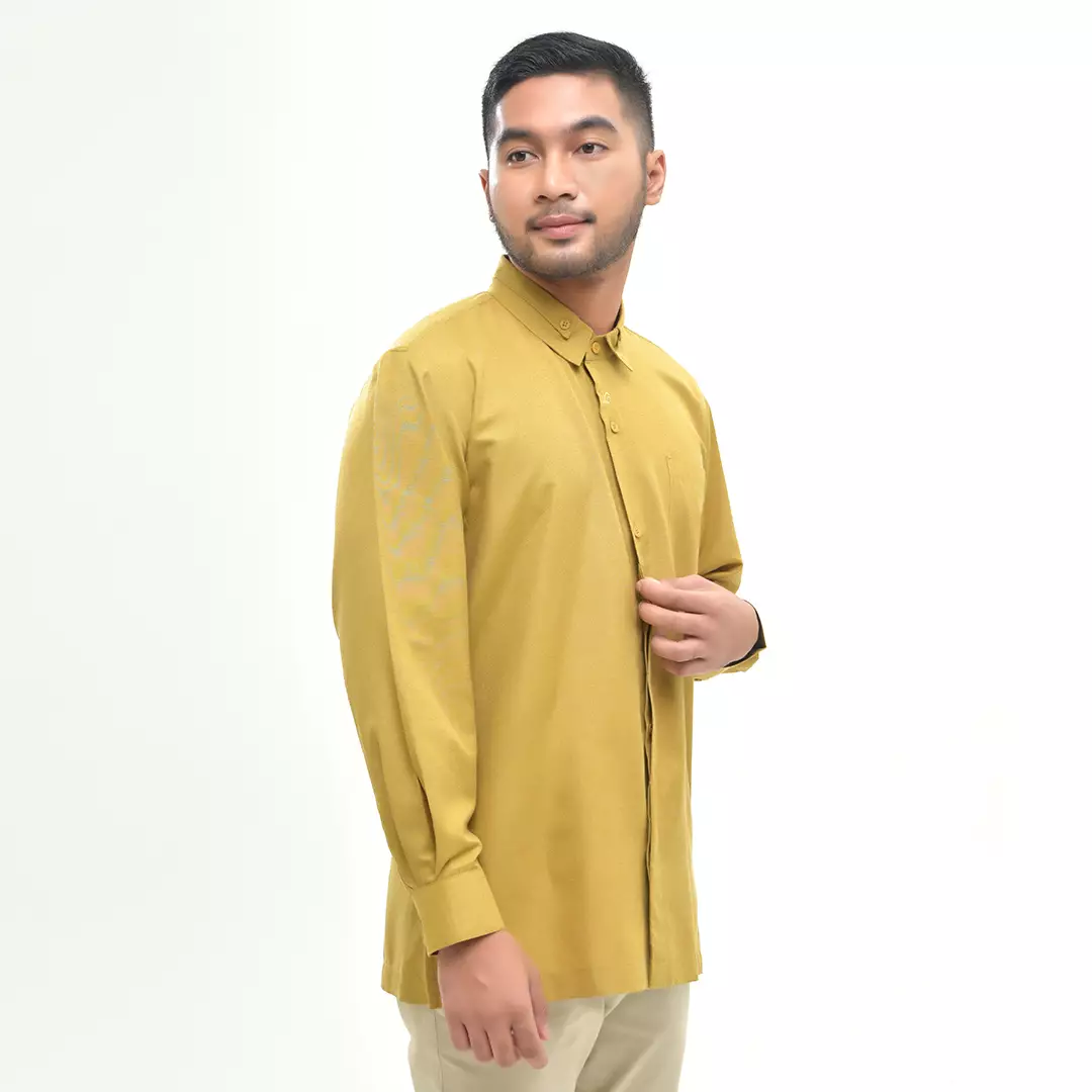 Rabbani - Kemeja Koko Muslim Pria Lengan Panjang Dewasa Couple Prisia Exclusive - Mustard