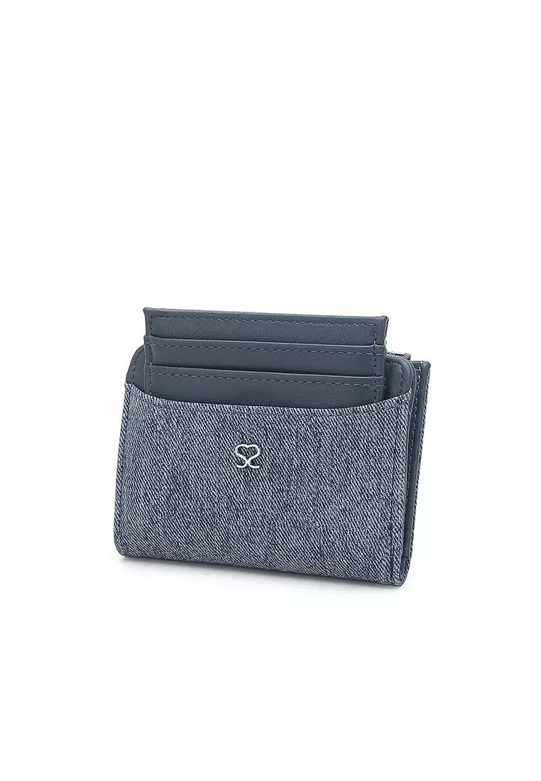 Women's 2 in 1 Purse/Wallet With Coin Compartment (Dompet Wanita 2 in 1 dengan Kompartmen Koin) - Biru