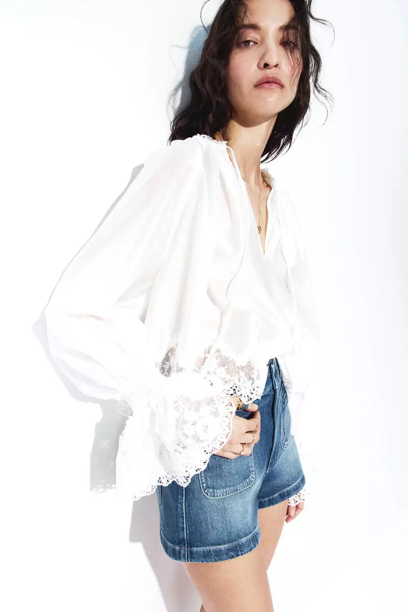 High-waisted denim shorts