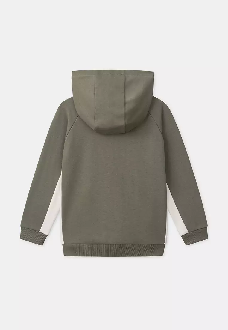 Light green JOGGING TOP / Khaki and White Hooded Vest