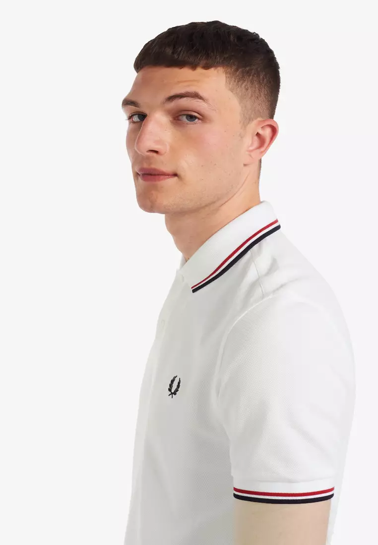 Fred Perry M3600 Twin Tipped Fred Perry Shirt (White / Bright Red / Navy)