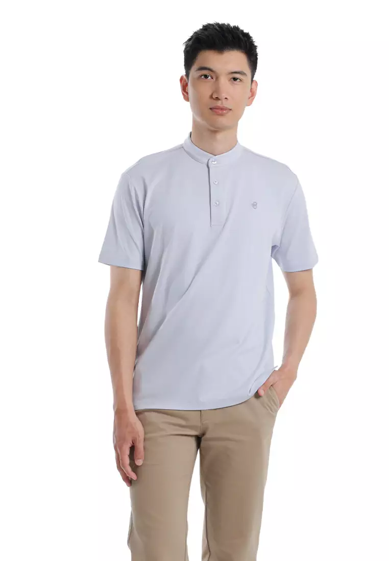 Byford Mandarin Polo Shirt Short Sleeve - 3626001A-30LightBlue