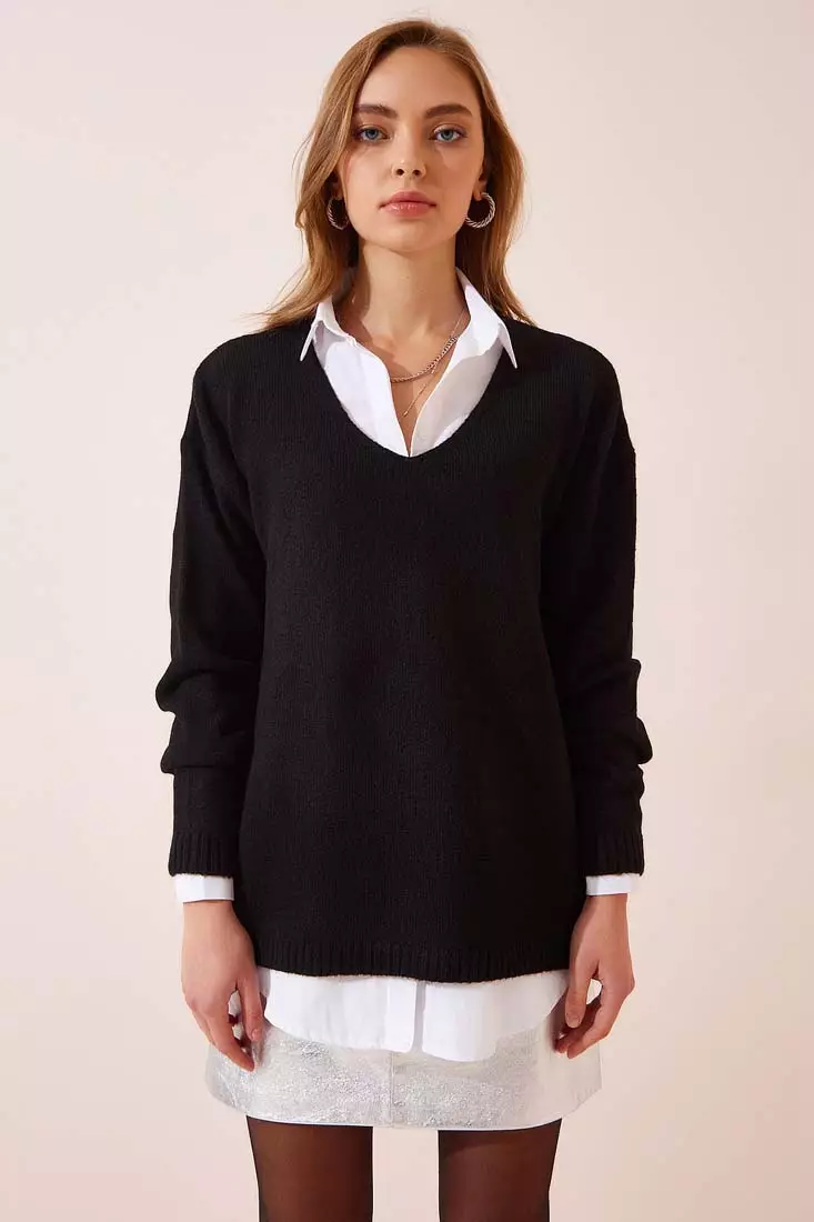 V-Neck Knitwear Sweater