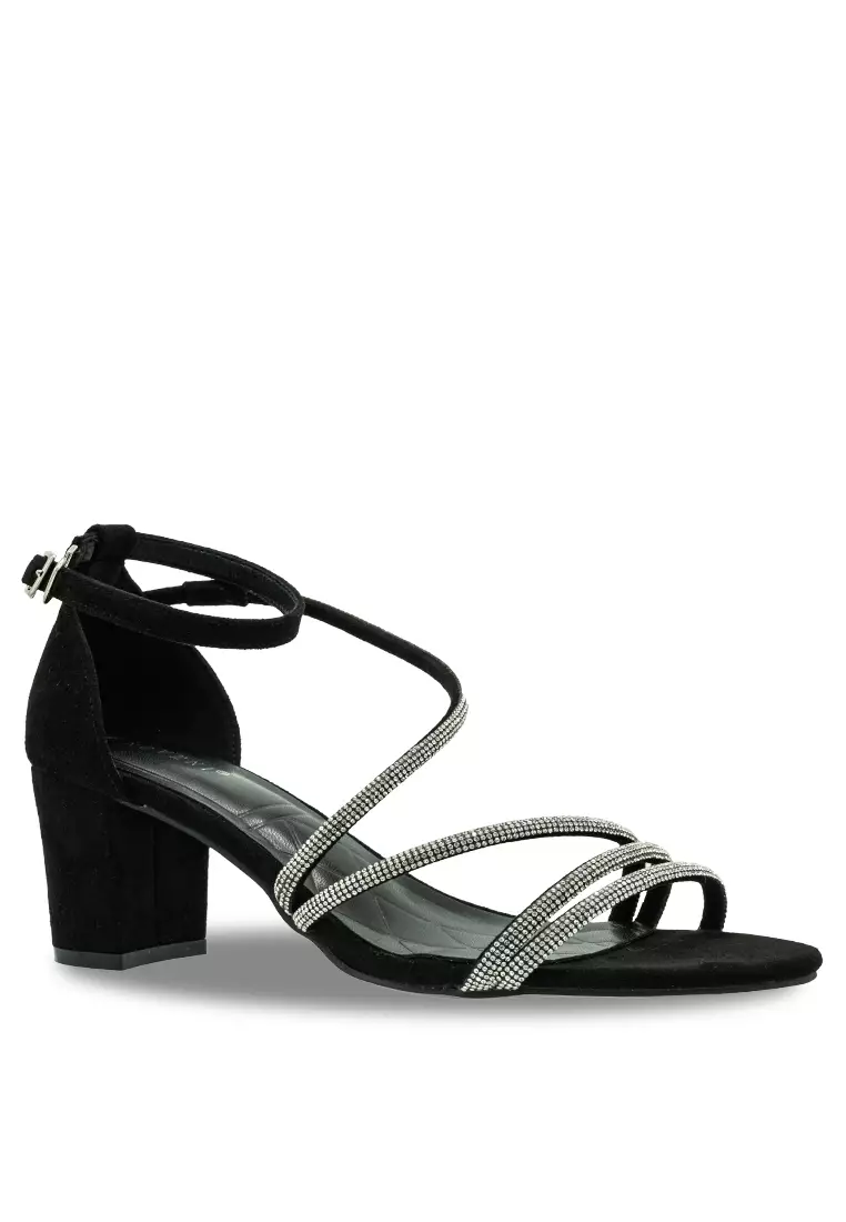 Jual Noveni Women Sling Back Faux Leather Strap Casual Heels