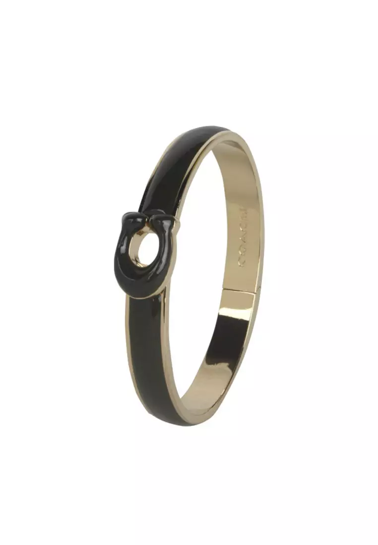 Sculpted C Hinged Bangle Bracelet in Green/Gold 448361