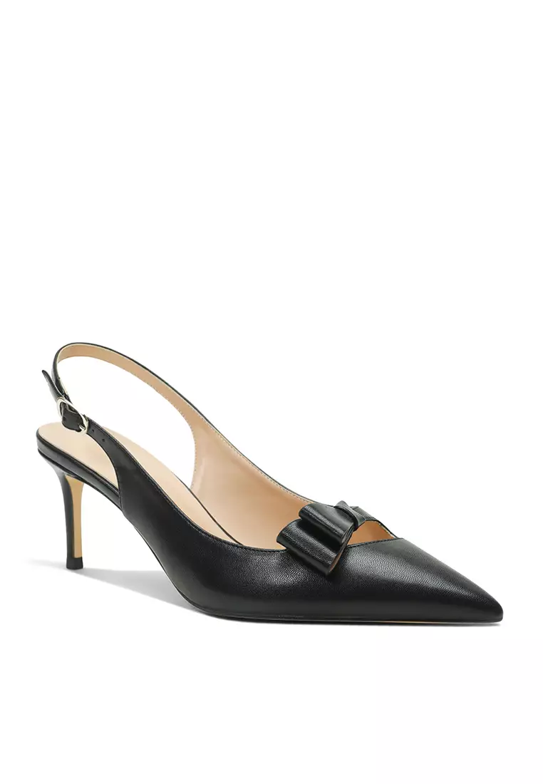6CM Bow Knot Pointed Slingback Mid Heels HZL287-1