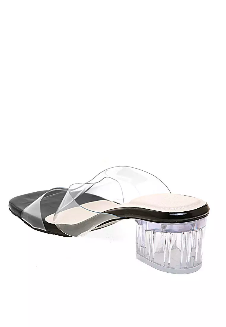 Azella Heels Transparent Design Casual Sandal Wanita - Hitam