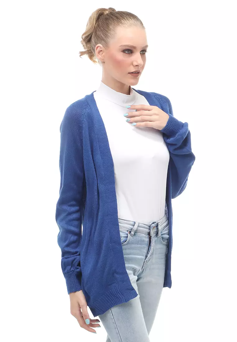 Cardigan Fashion Wanita Loose Fit Design Kasual Premium Quality - Blue