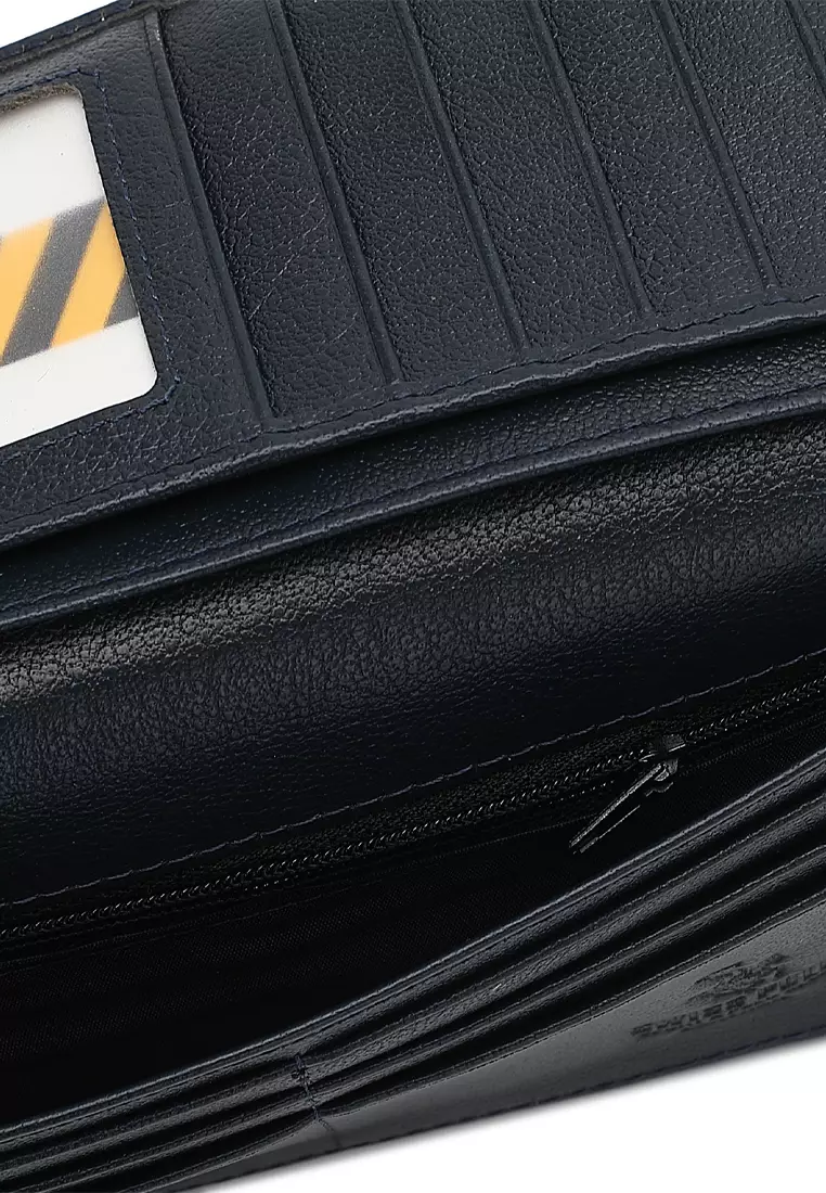 Men's Genuine Leather RFID Blocking Fortune Long Wallet (Genuine 皮具錢包) - 蓝色