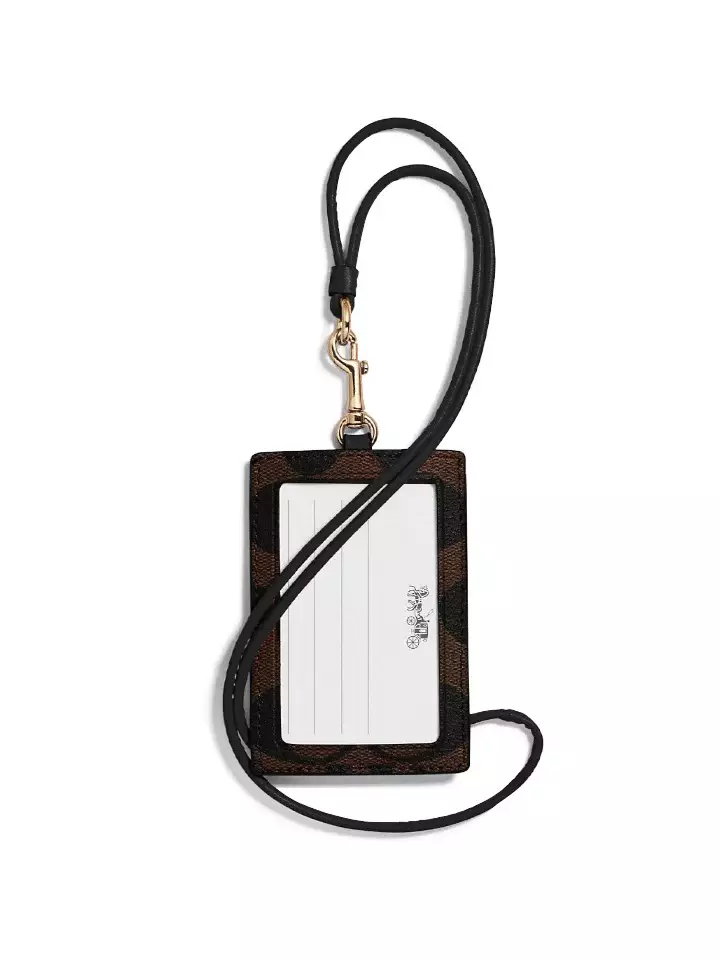 F63274 Id Lanyard In Signature Canvas Brown Black