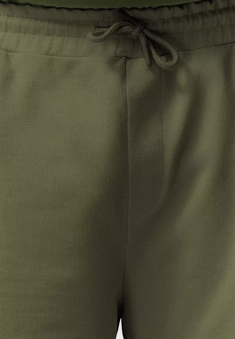 Plus Size Khaki Regular/Normal Cut Comfortable 100% Cotton Basic Shorts TMNSS24AP00001