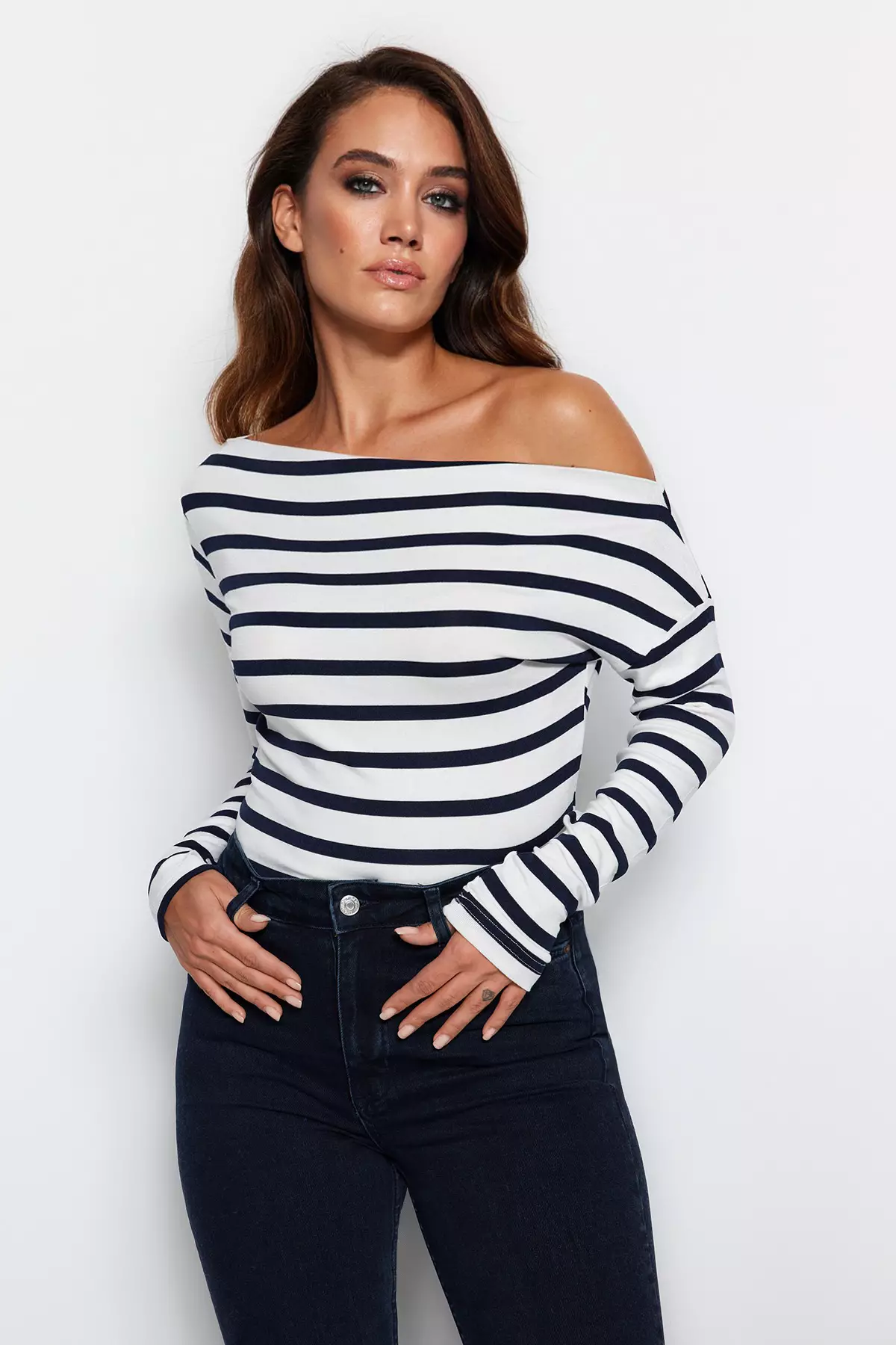 Striped Asymmetrical Top