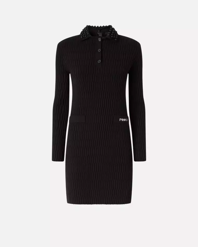 Buy Pinko Knit mini dress with bejewelled collar 2025 Online