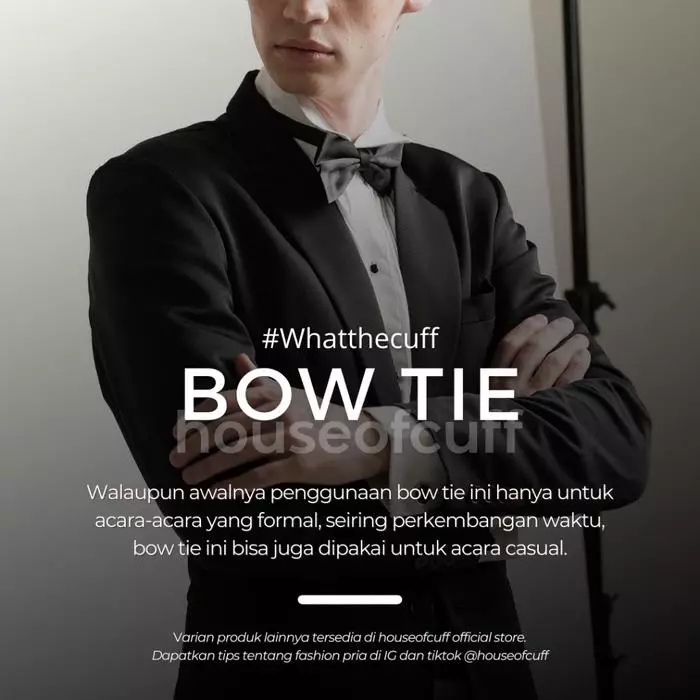 Houseofcuff Dasi Kupu Polos Bowtie Pria Bahan Satin Coffee