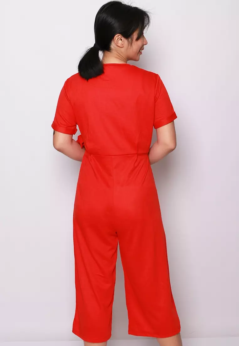 Jumpsuit 3/4 with Waist Bow