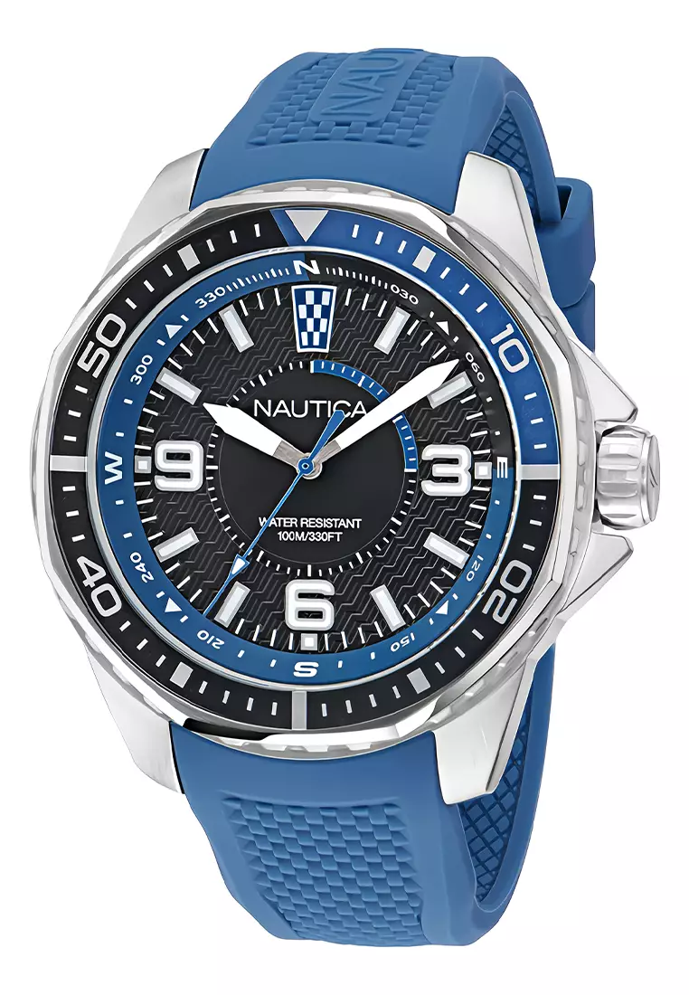 Nautica - Jam Tangan Analog Pria - Silver Blue - Stainless Steel - NAPKMF307