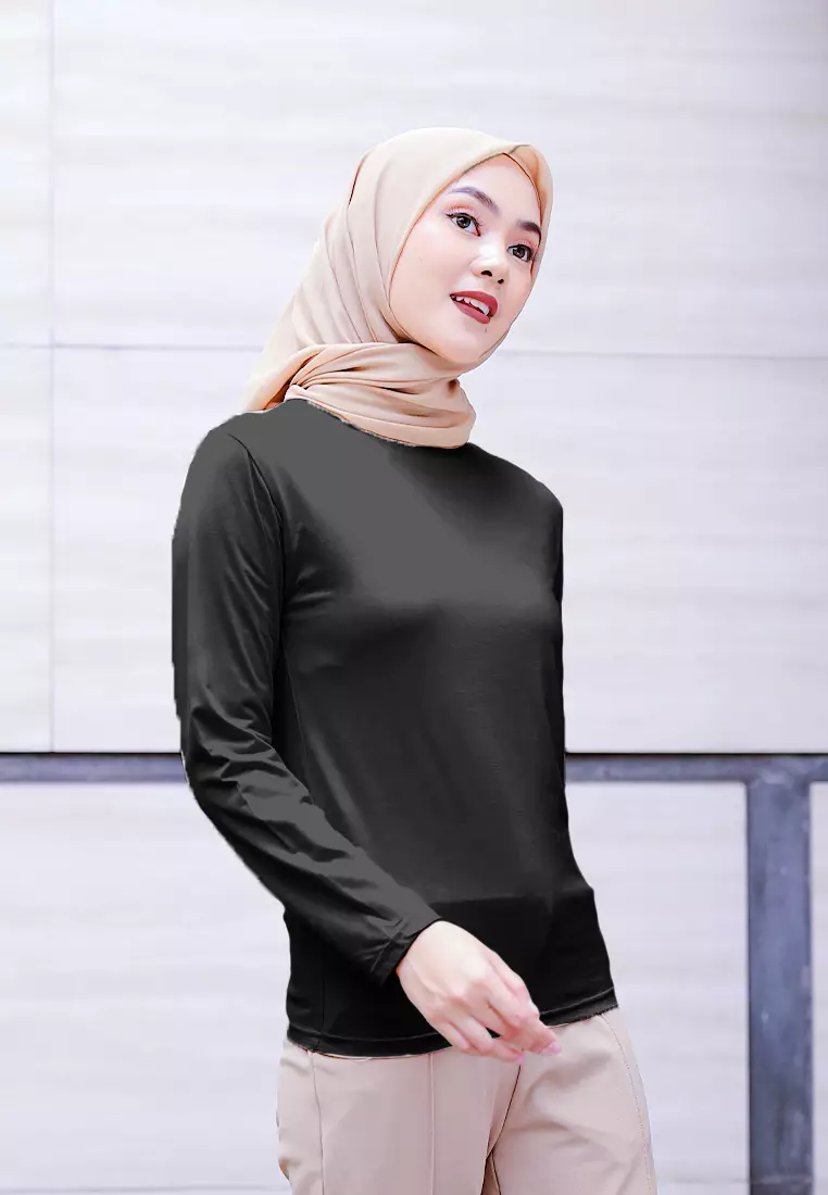 Cotton Bee - Manset Lengan Panjang Aneisha Inner Rayon - Black - XL 