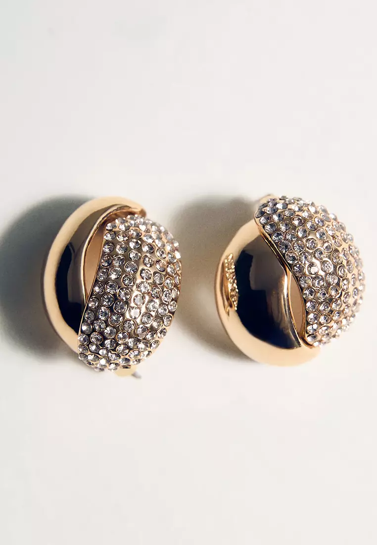 Oval Earrings with Combined Crystals