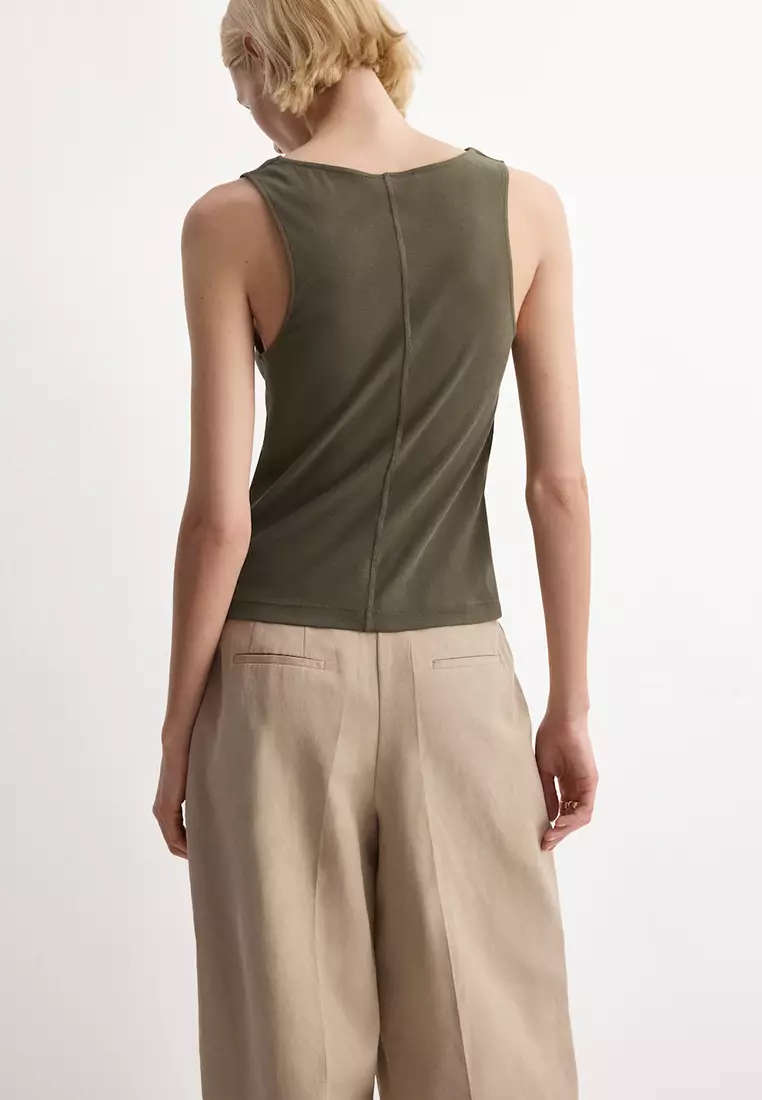 Fitted Top With Draped Neckline