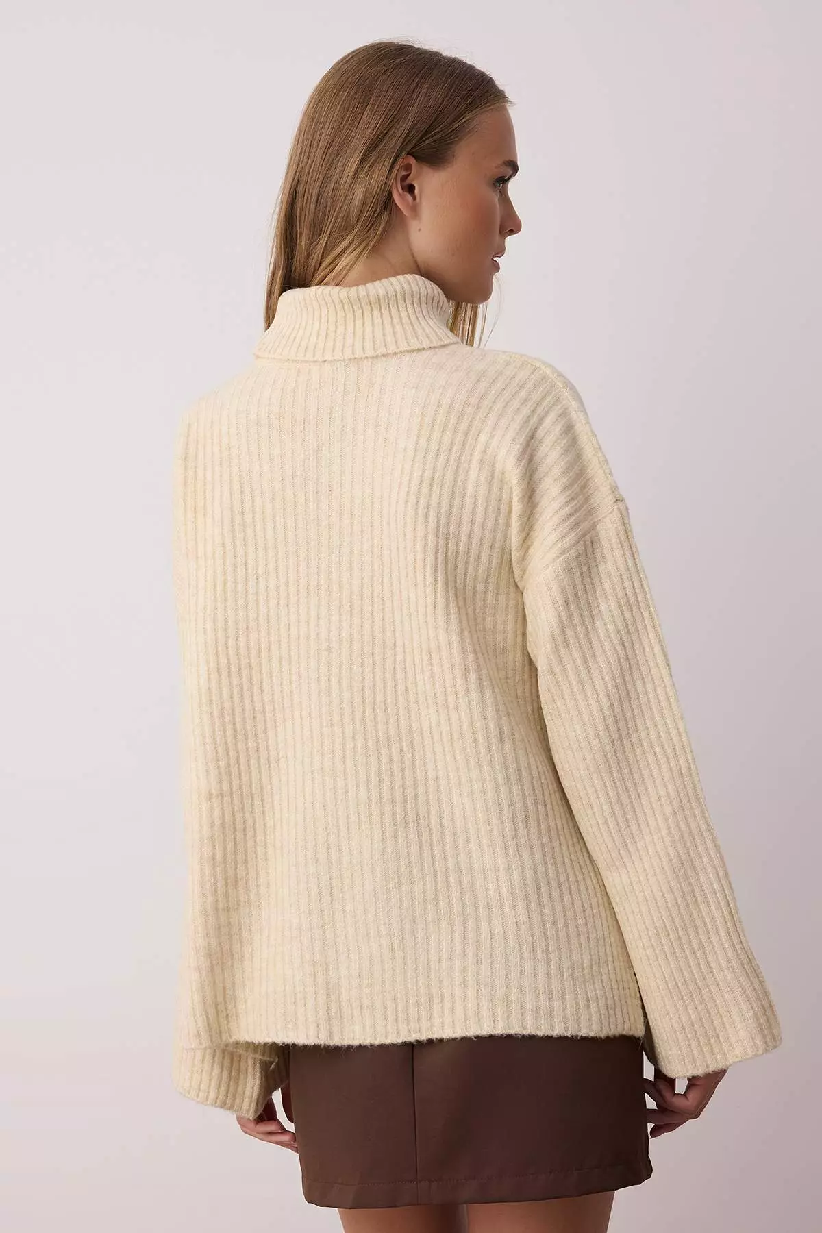 Stone Soft Textured Wide Fit Knitwear Sweater