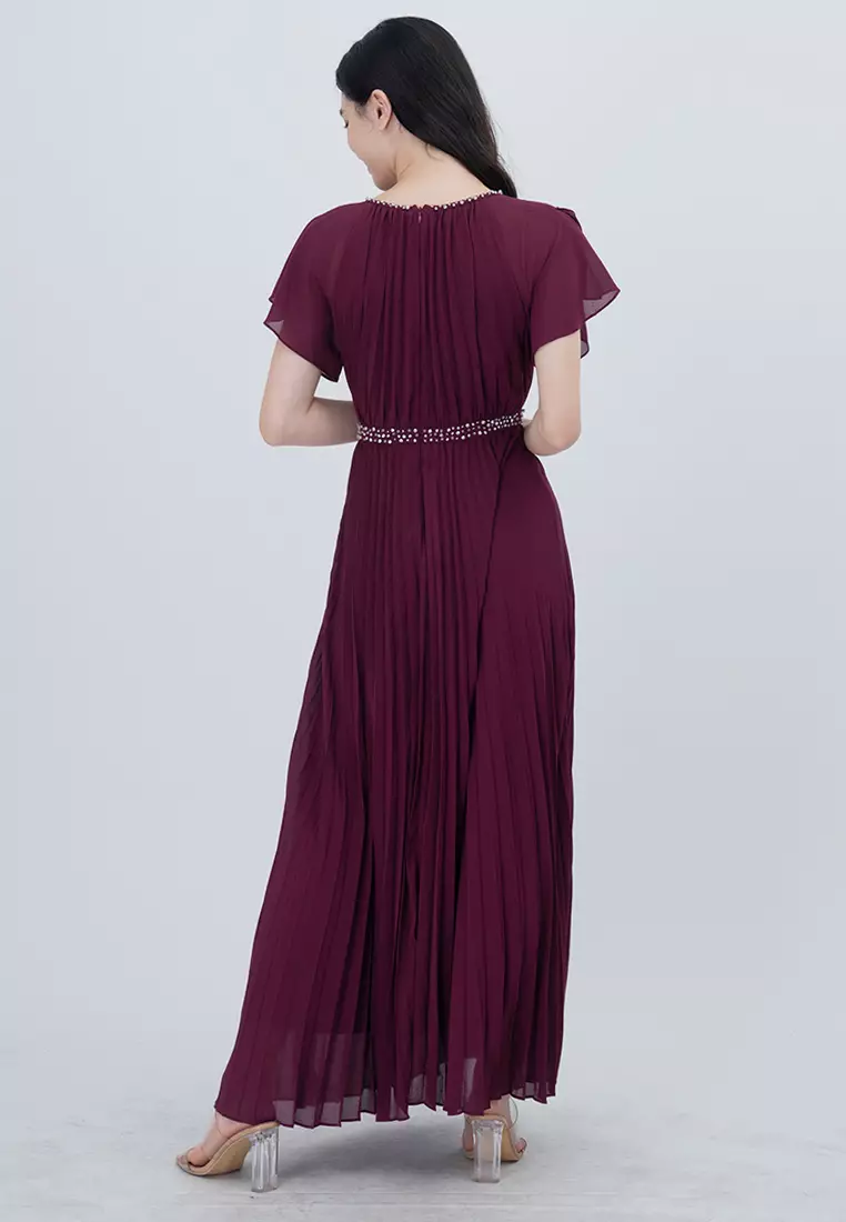 雪纺亮片腰部连衣裙