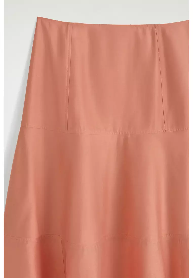 PANELLED A-LINE MIDI SKIRT