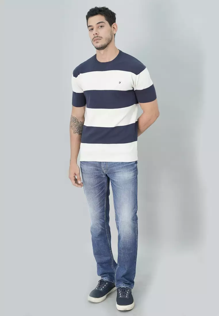 Johnwin - Kaos Sweater - Voyage Shirt - Sweatshirt - Motif Salur - Warna Variasi - FSW.660.D055