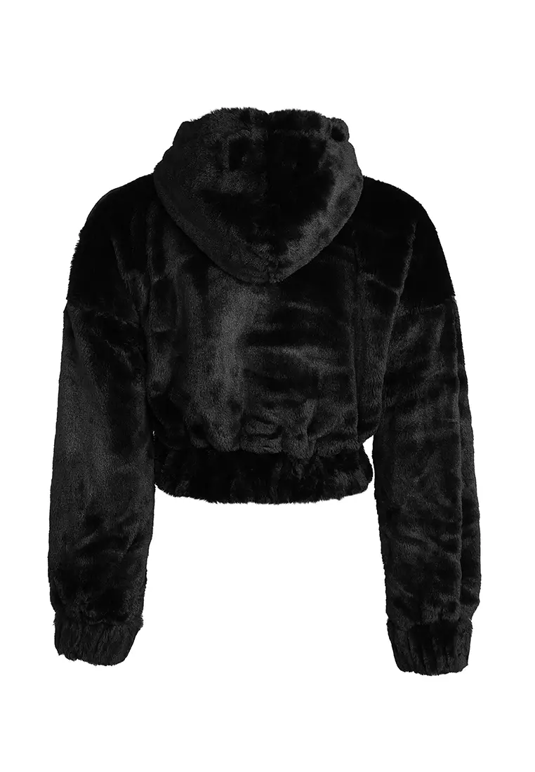 黑色休閒露肩連帽夾克