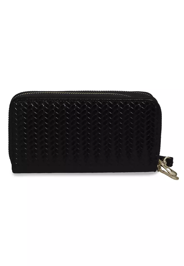 Dyara Dompet Panjang Wanita Desain Elegan Long Wallet with Short Strap Material Leather ORIGINAL - Black