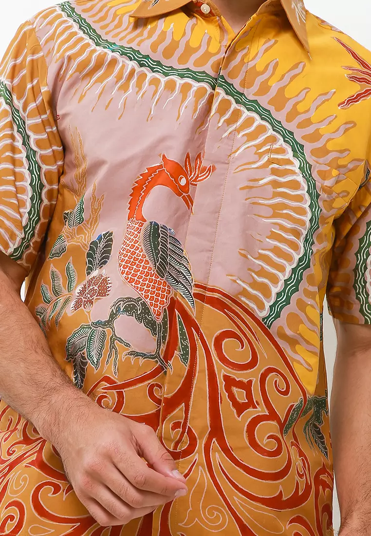 Pranadipa Kemeja Batik Tulis Premium Pria Casual Modern Lengan Pendek