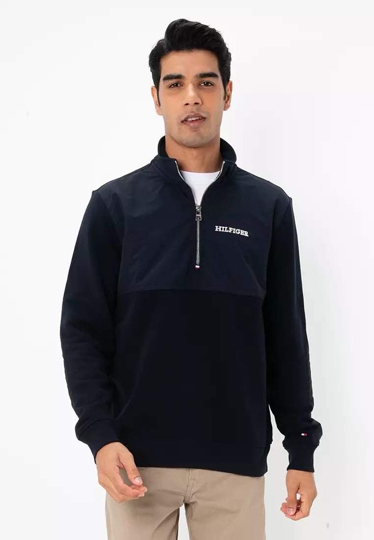 Buy Tommy Hilfiger Monotype Mix Media Half Zip Sweatshirt Tommy