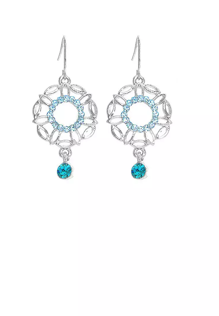 Antique Earrings with Blue Austrian Crystals