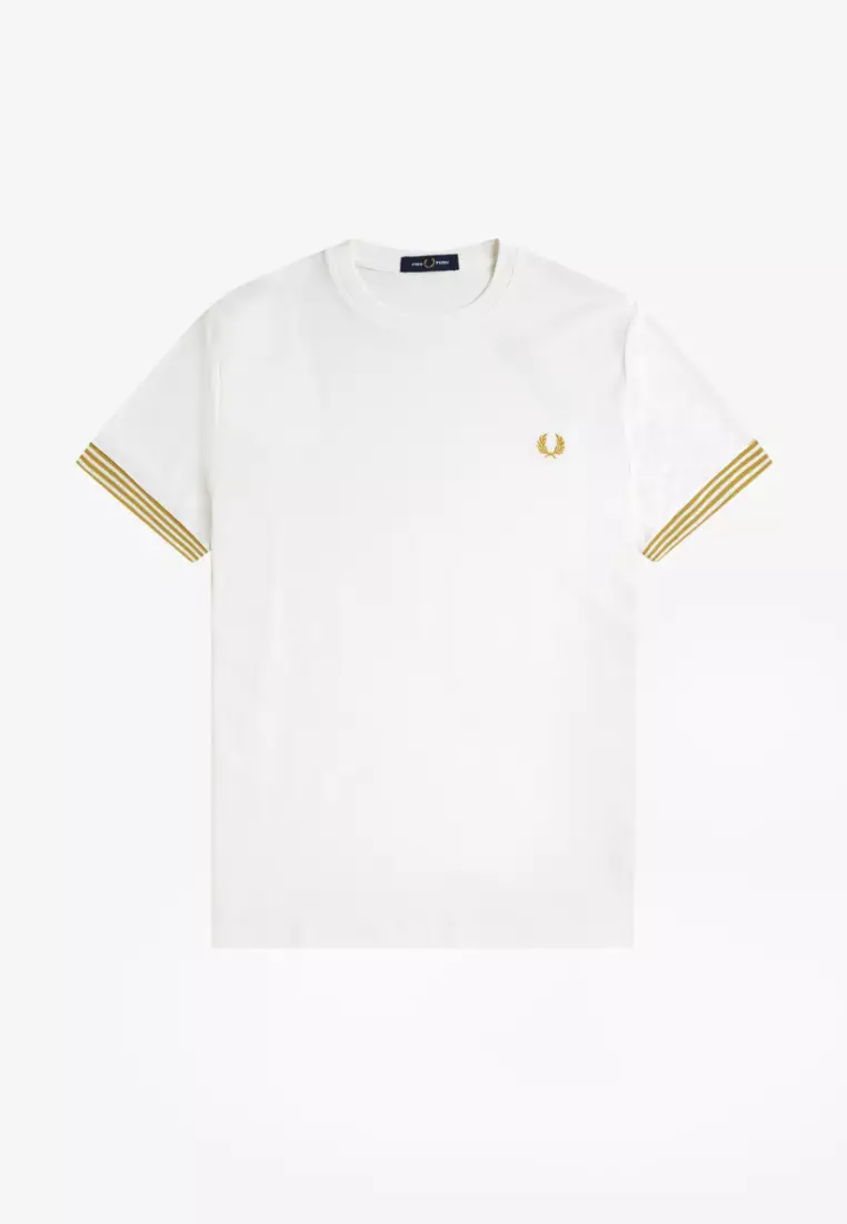 Fred Perry M7707 Striped Cuff T-Shirt (Snow White)
