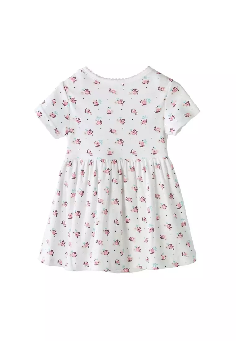 嬰兒女孩花束連身裙裝及粉色條紋開襟羊毛衫兩件套裝