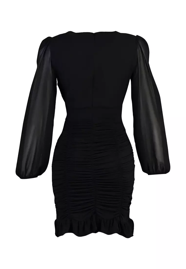 Buy Trendyol V-Neck Ruched Dress 2024 Online | ZALORA Singapore